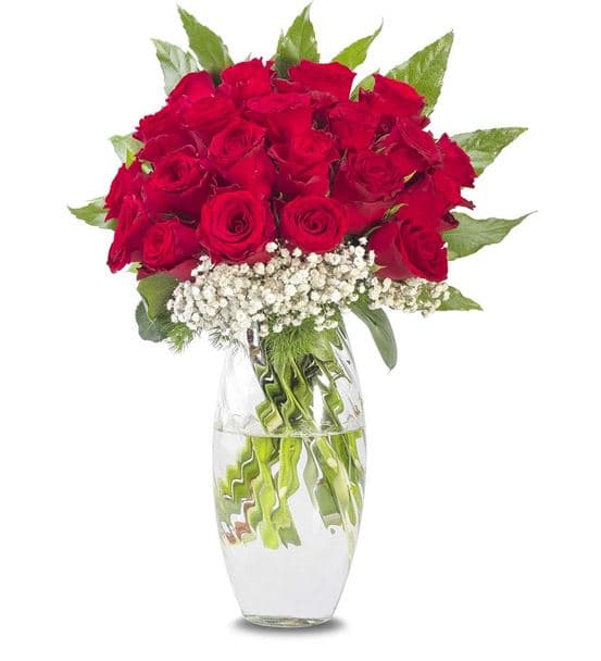 Aşk Kırmızısı 25 Kırmızı Güller Aranjmanı