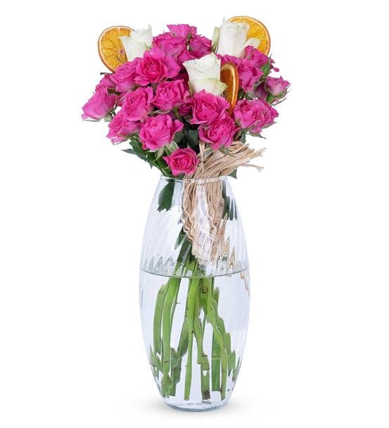 Carignan Serisi Sadelik Tasarım Pembe Beyaz Güller