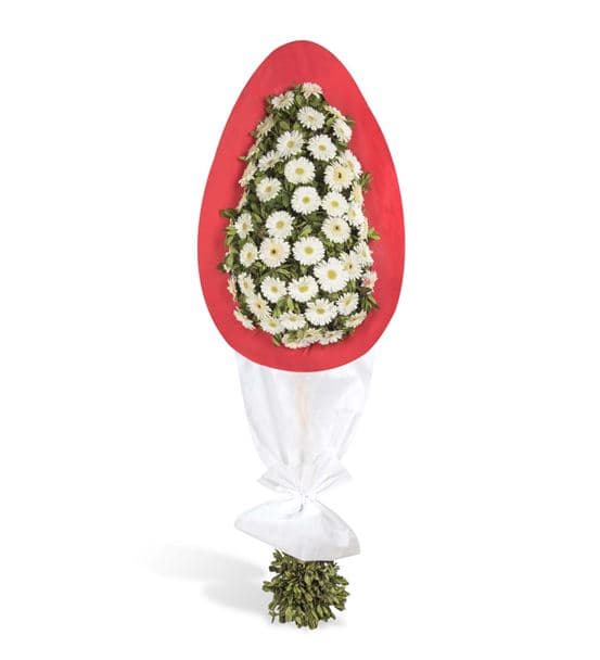 Güçlü Destek Beyaz Gerbera Tebrik Çelengi