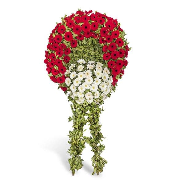 Kırmızı Beyaz Gerbera Cenaze Çelengi
