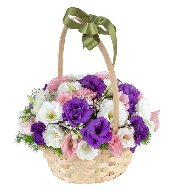 Mutlu Düşler Renkli Lisyantus Çiçek Sepeti