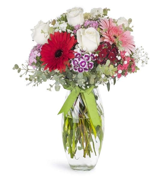 Mutlu Eller Renkli Çiçek Aranjmanı
