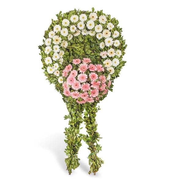 Pembe Beyaz Gerberalarla Cenaze Çelengi