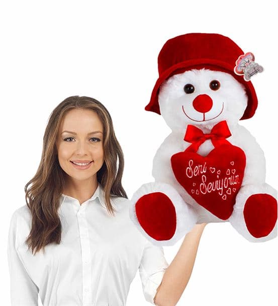 Seni Seviyorum Kalpli 45 Cm Madam Koko Peluş Ayıcı