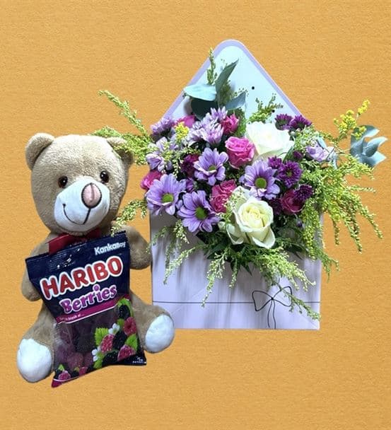 Teddy Bear & Flowers