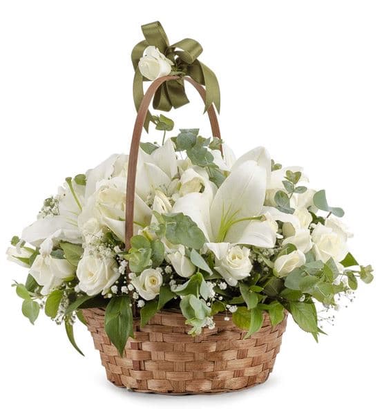 Varano Sepette Beyaz Lilyum ve Beyaz Güller